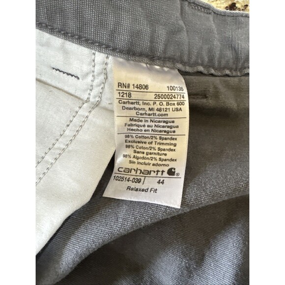 Carhartt Shorts Men's 44 Gray Relaxed 10" Rigby Canvas Dungaree Work Relaxed Fit - Picture 4 of 11